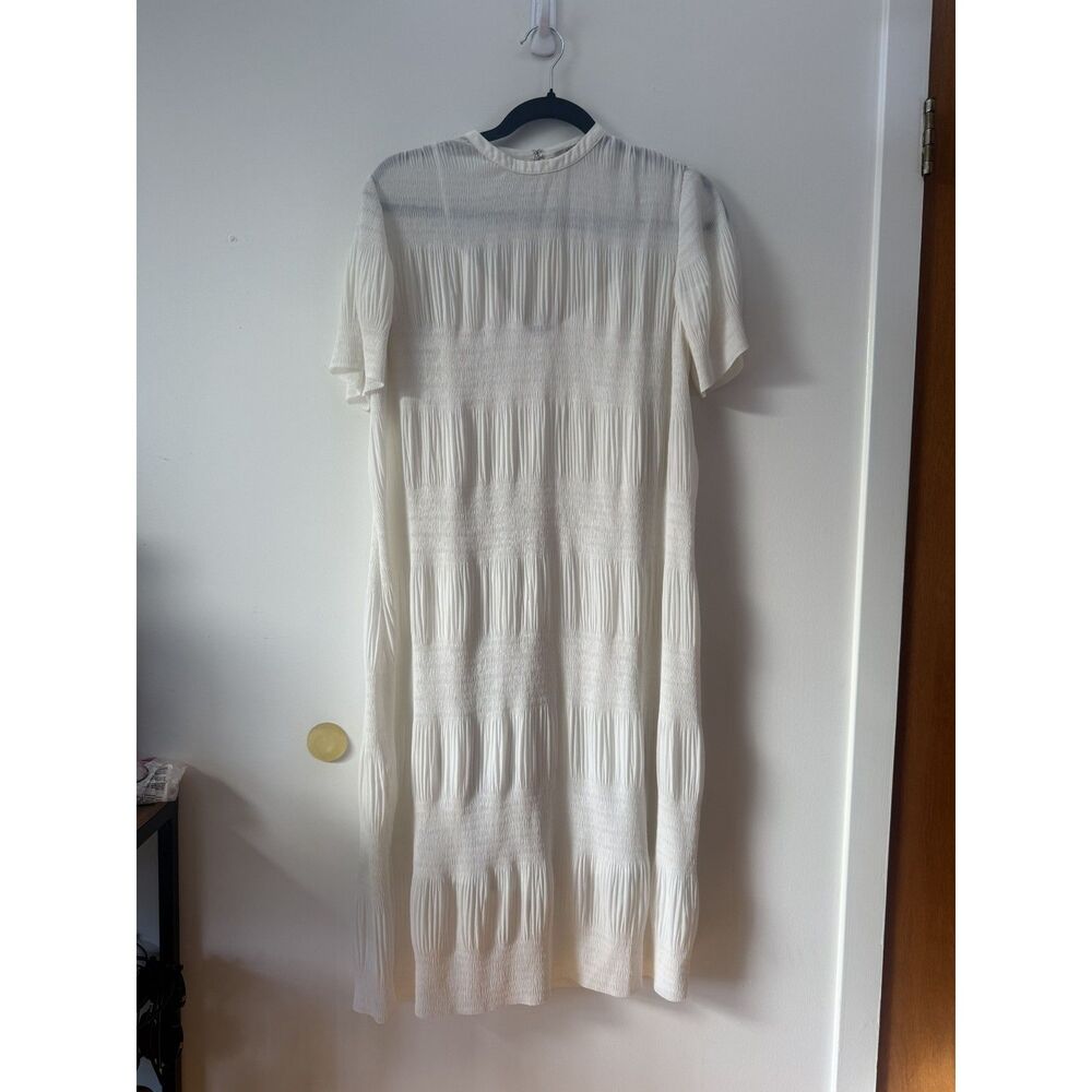 AllSaints Kano Dress, Ivory Plissé Pleated Smocked Midi US 0